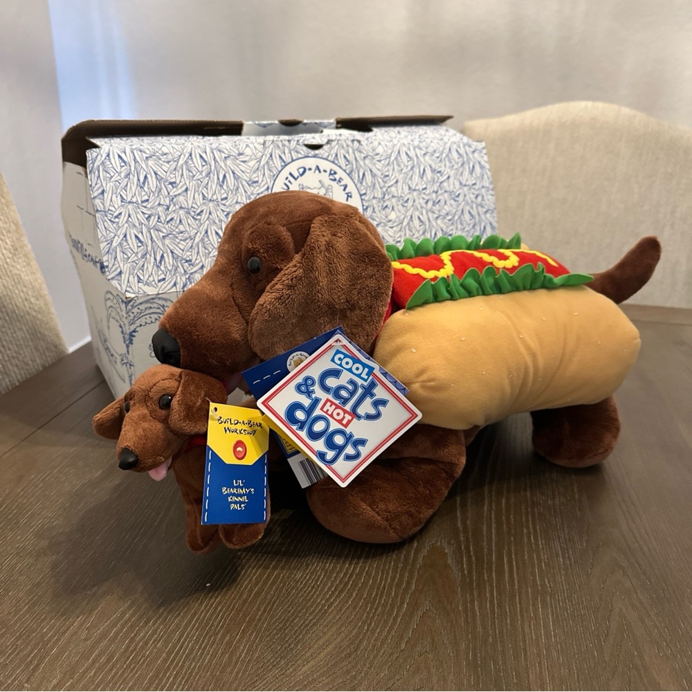 Build A Bear Dachshund Mommy‎ 15in. Dog & Puppy Bearemy Kennel Pals Plush NWT
